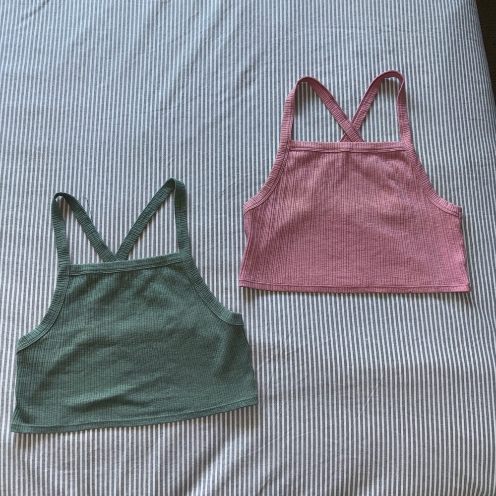 American Eagle Outfitters Green Ribbed Top